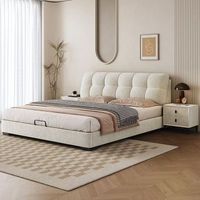 2025, superventas, Boucle de terciopelo, diseño moderno, marco de cama tamaño King de lujo, cama tamaño King con cabecera tapizada para dormitorio