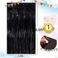 Rideaux à franges en feuille métallique de 3,3 x 6,6 pieds, décorations murales pour fête, rideau en feuille pour anniversaire, toile de fond pour fournitures de fête