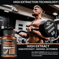 Complément énergétique Biocaro Boost, capsules de ginseng rouge coréen Panax avec Ashwaganda, racine de betterave, extrait de Ginkgo biloba, capsules pour hommes