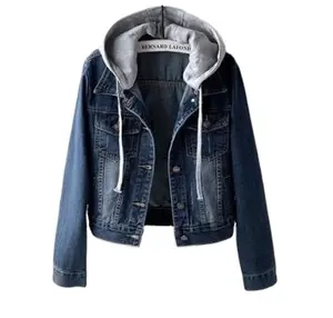 Giacca di jeans delle donne breve primavera e autunno versione Coreana del nuovo a maniche lunghe slim giacca con cappuccio tutti i-Partita studente giacca