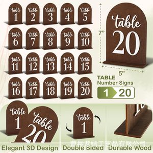 <b>Table</b> <b>Number</b> Card Wooden Stand <b>Table</b> 20 Wedding Party Decoration Rectangle Shape Durable - Product Image 5