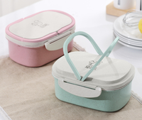 Boîte à lunch scolaire écologique pour enfants avec couvercle en plastique, en paille de blé et en PP, capacité de 950 ml