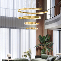 Lustre moderne nordique à 3 anneaux en acrylique doré, télécommande LED dimmable, taille moyenne, CRI 85, 50 000 heures d'éclairage