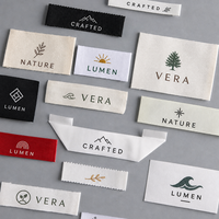 Étiquettes personnalisées écologiques pour vêtements, ensemble d'étiquettes tissées en coton biologique, étiquettes de lavage et de taille pour marque de vêtements