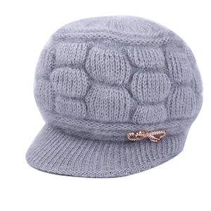 Casquette plate tricotée pour femme, en fil chaud et duveteux, avec nœud décoratif, pour l'extérieur - Product Image 5