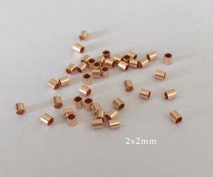 Cuentas de crimpado GP, tubo final, cadenas de joyería permanentes, conector DIY, espaciador de cuentas de crimpado de tubo de corte recto relleno de oro rosa de <span class=keywords><strong>14K</strong></span> - Product Image 2