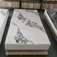 Panneau PVC Effet Marbre Brillant Anti-Moisissure Étanche pour Cuisine, Salle de Bain et Décoration Murale Intérieure