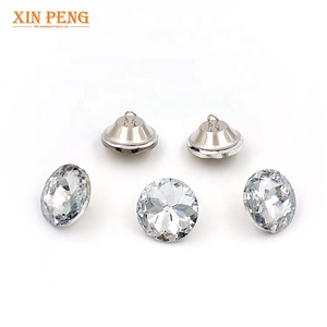 Crystal <strong>Buttons</strong> Transparent Glass Round Shank Chrome Upholstery <strong>Button</strong> <strong>for</strong> <strong>Sofa</strong> - Product Image 2