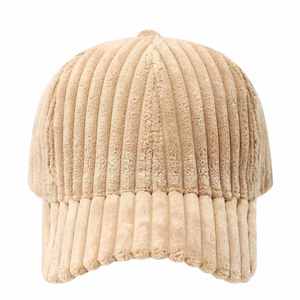 Casquette de baseball populaire en velours côtelé couleur unie à 6 panneaux, automne-hiver, épaisse, chaude, coupe-vent, tendance - Product Image 5