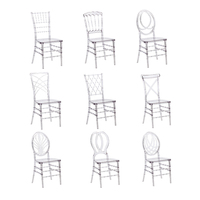 Vente en gros de chaises transparentes Napoléon pour hôtel, chaises Napoléon en cristal Tifanny Chivari, chaises en plastique pour événements et banquets