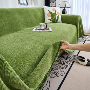 Écharpe décorative de luxe silencieuse, unie, écologique, beige, en chenille gaufrée, réversible, lavable en machine, antidérapante, pour la maison (vente en gros) - Product Image 2