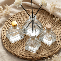 Bouteille diffuseur de parfum vide en verre transparent avec bouchon imitation bois, 50ml, 100ml, 150ml, 250ml, pour diffuseur de parfum d'ambiance