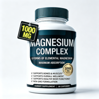 8 formes de capsules de magnésium élémentaire, absorption maximale, haute puissance, 1000 mg, 90 unités, complément alimentaire pour le bien-être quotidien