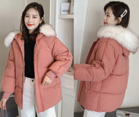 Manteau court d'hiver pour femme AIMINYZ avec capuche et col amovible, imprimé, doublure en coton épais, polyester, vêtement d'extérieur décontracté