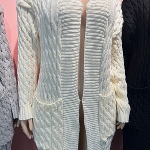 Áo khoác <span class=keywords><strong>cardigan</strong></span> dệt kim dài dành cho nữ có túi phía trước xoắn 14 màu Áo khoác len hở phía trước ấm áp - Product Image 3