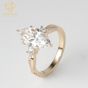<span class=keywords><strong>Anello</strong></span> di Fidanzamento in Oro Giallo 14K con <span class=keywords><strong>Diamanti</strong></span> Coltivati in Laboratorio, Elegante Fascia Intrecciata con <span class=keywords><strong>Tre</strong></span> <span class=keywords><strong>Diamanti</strong></span>, Design Vintage a Tulipano, <span class=keywords><strong>Anello</strong></span> per Anniversario - Product Image 3