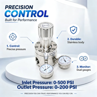 Vanne de réduction de pression haute capacité, débit ultra-large, système d'alimentation en Hélium, Argon, Acétylène, Bayou-Lok Y15 Hastelloy C276