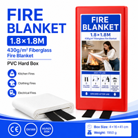 Couverture anti-feu 1,8 x 1,8 m, paquet individuel, 430 g/m², en fibre de verre et PVC, boîte rigide, pour la sécurité, l'approvisionnement et la revente, marque privée