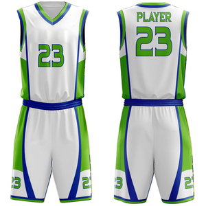 Uniforme de basket-ball sur mesure pour adultes, design OEM, manches courtes, col en V, logo personnalisé, 100% polyester, respirant, séchage rapide - Product Image 4