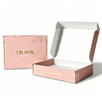 Boîte d'expédition pliable en carton ondulé biodégradable et recyclable, personnalisée, rose, avec motif floral en feuille d'or, pour cosmétiques et vêtements
