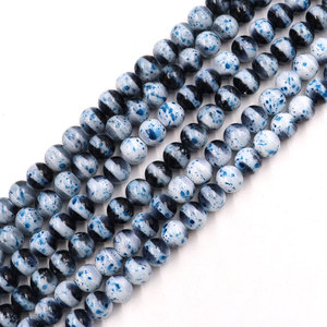 Cuentas de vidrio blancas base con salpicaduras de 10 mm, mezcla de azul, blanco y negro, cuentas sueltas <span class=keywords><strong>para</strong></span> hacer joyería DIY de verano - Product Image 6
