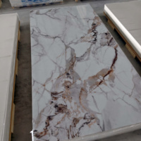Lámina de Mármol Laminada UV 1220x2440x3mm, Panel de Pared de PVC Impermeable, Alto Brillo, Anti-Rayones, para Interiores de Hoteles y Hogares, OEM ODM