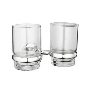 Support mural double pour verres de salle de bain avec base en alliage de zinc finition chromée - Product Image 5