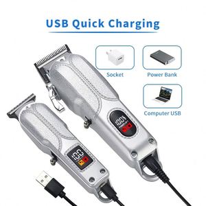Cortadora de Pelo Eléctrica Plateada de Uso Comercial, Recortadora, Juego de Máquinas de Corte para Barbería, Regalos de Lujo para Hombres - Product Image 6