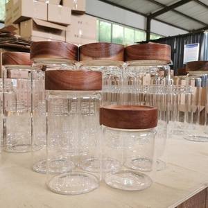 SIGH-Jarra de almacenamiento de borosilicato con tapas, recipiente de vidrio personalizado para dulces de cocina con tapa de madera atornillada - Product Image 2