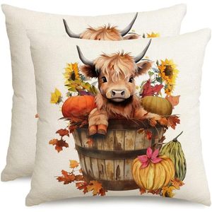 Rabusofa ชุดปลอกหมอนขนาด18X18นิ้ว, ปลอกหมอนลายวัวสำหรับตกแต่งกลางแจ้งวันขอบคุณพระเจ้าสำหรับตกแต่ง - Product Image 1