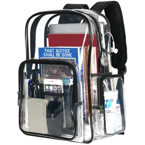 custom student sport outdoor Backpacks Durable School bag Lock travel water Resistant transparent clear pvc backpack for girl