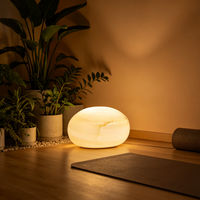Lampe en marbre naturel sans fil rechargeable, lumière tactile à 3 niveaux de luminosité, lampe à lumière ambiante en pierre, éclairage ambiant chaud pour chambre à coucher