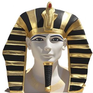 Halloween Striped Pharaoh <b>Hat</b> Cosplay Headpiece 100% Polyester Adult <b>Party</b> Costume Accessory - Product Image 1