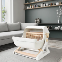 Bac à litière pour chats automatique à vidage ouvert, très grande taille, semi-automatique, semi-fermé, pour chats paresseux