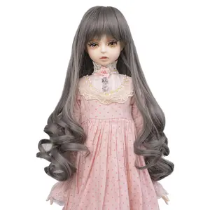 Kualitas Tinggi Sintetis Wig Panjang Coklat Warna Hitam Gelombang Air Bjd Wig Boneka 1/3 1/4 1/6 untuk Memilih