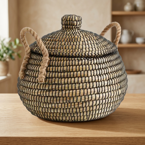 Cesta de Almacenamiento Hecha a Mano de Fibra Marina, Organizador Tejido Natural, Cesta Decorativa Ecológica para Cocina, Sala de Estar y Dormitorio - Product Image 6