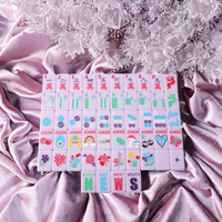 Set Mahjong Akrilik Lipat Portabel Permainan Perjalanan Desain Sadel Modern Tema Tahun Kuda
