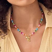 Collar con colgante de letra inicial, colorido, con cuentas, joyería de verano, regalo para mujer, collar gargantilla con corazón y letra inicial en burbuja