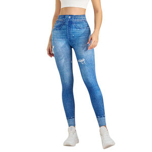 Jeans Imitation Stretch pour femmes Leggings taille haute loisirs pantalons minces mode confort pantalons de Yoga pantalon crayon - Product Image 1