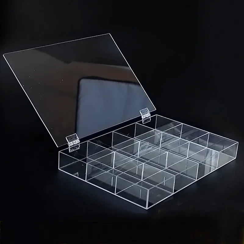 Прозрачная ПММА пластиковая акриловая коробка из плексигласа на заказ с 12 отделениями акриловая коробка для ювелирных изделий/конфет/косметики
