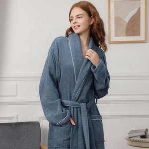 เสื้อคลุมอาบน้ำคู่ของโรงแรมชุดนอนผ้าฝ้ายผ้าเทอร์รี่มีปกคอ - Product Image 3