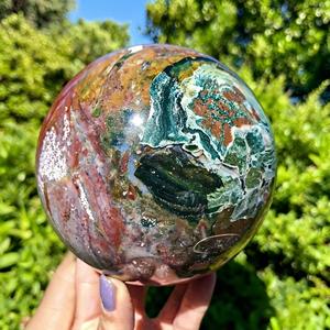 Wholesale Natural Ocean Rainbow Chalcedony Sphere, Unique Veins & Vivid Ocean Hues, Educational Specimen, Home Display <b>Ornament</b> - Product Image 1