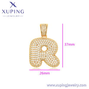 X000694861 เครื่องประดับ XUPING ตัวอักษร <span class=keywords><strong>R</strong></span> เรียบง่าย ชุบทอง 14K เครื่องประดับผู้หญิง ประดับเพชรซิร์โคเนีย จี้ห้อยคอสวยงามสำหรับสร้อยคอ - Product Image 2