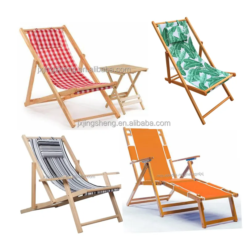 Chaise de plage avec LOGO personnalisé, impression sur toile/tissu Oxford, chaise longue en bois