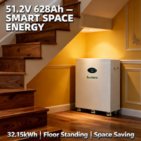 Baterai LiFePO4 32kWh 51.2V 48V 628Ah untuk Sistem Energi Surya Tipe Berdiri Lantai dengan Roda