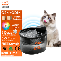 Fontaine à eau pour chat haut de gamme Elecpet avec personnalisation de marque, meilleure fontaine à eau sans fil pour chat fonctionnant sur batterie 2200mAh