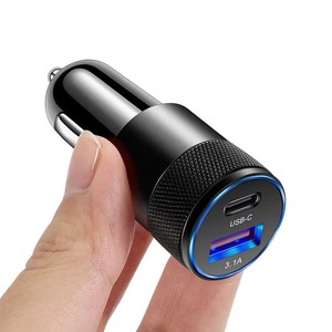 Venta al por mayor personalizado cargador de coche adaptador <span class=keywords><strong>Usb</strong></span> <span class=keywords><strong>C</strong></span> 3.1A Carga inteligente PD <span class=keywords><strong>C</strong></span> + <span class=keywords><strong>USB</strong></span> portátil teléfono móvil cargador de coche - Product Image 2