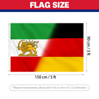 Drapeau en polyester robuste 90x150cm (3x5ft) avec motifs Lion et Soleil, symboles de la Diaspora Iranienne et de l'Allemagne, pour la solidarité, vente en gros