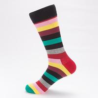 Calcetines de Algodón 200N con Rayas Horizontales Multicolores Arcoíris, Calcetines a Rayas con Bloques de Color en Contraste, Calcetines Vintage para Hombre, Calcetines de Algodón para Regalo