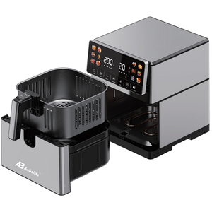 <span class=keywords><strong>Freidora</strong></span> de Aire Anbolife de Acero Inoxidable de 8L con Función de Calentamiento Superior e Inferior, Revestimiento Antiadherente LFGB y FDA, Pantalla LED con Pantalla Táctil - Product Image 2